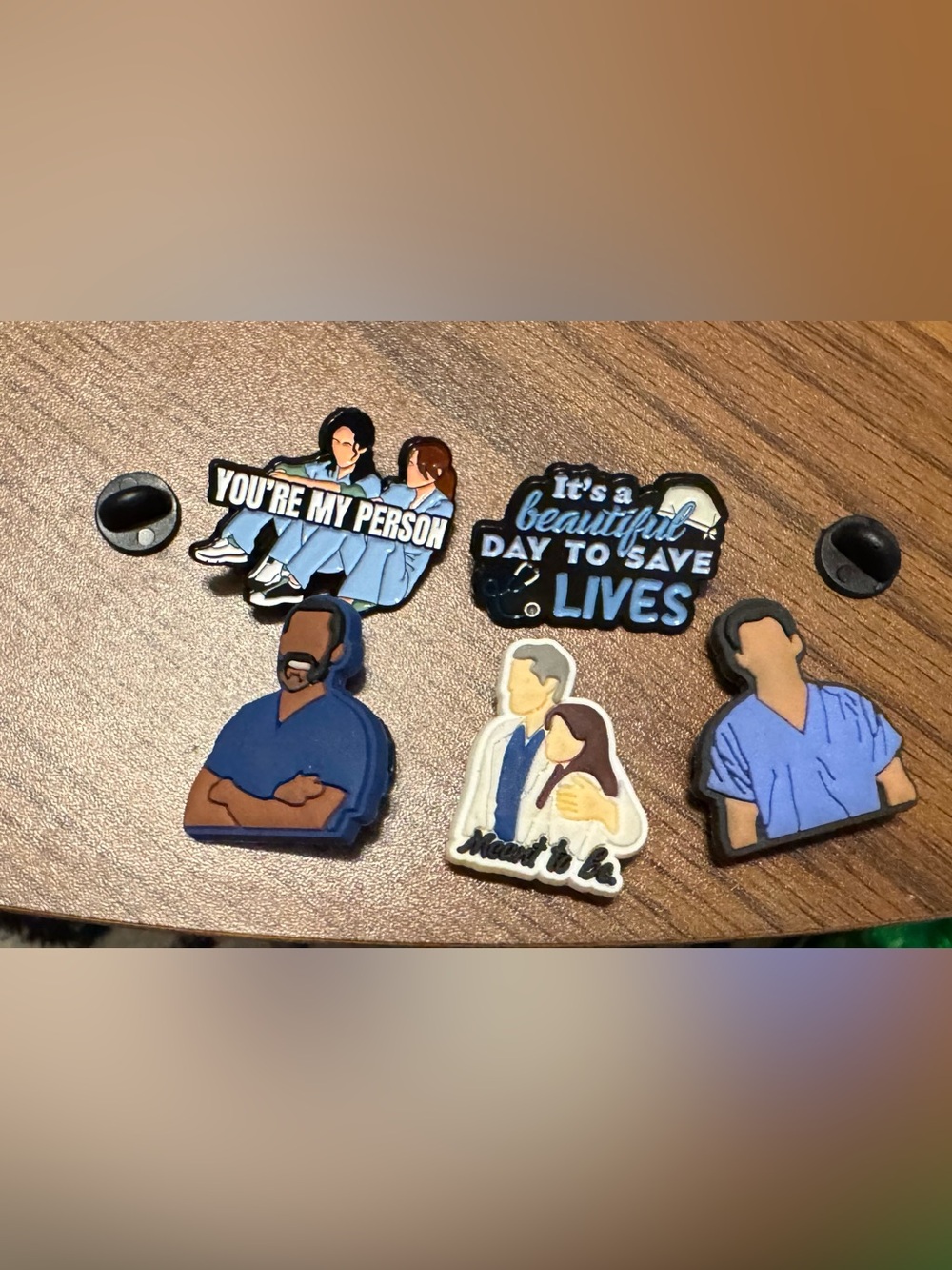Greys Anatomy TV-Inspired Enamel Pin & Croc charm Set